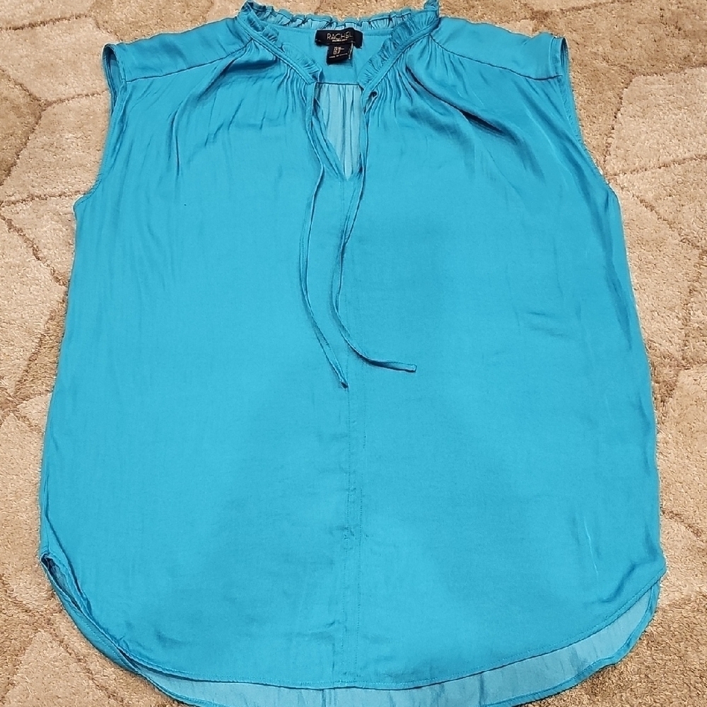 RACHEL Rachel Roy Blue Sleeveless Tie Front Blouse